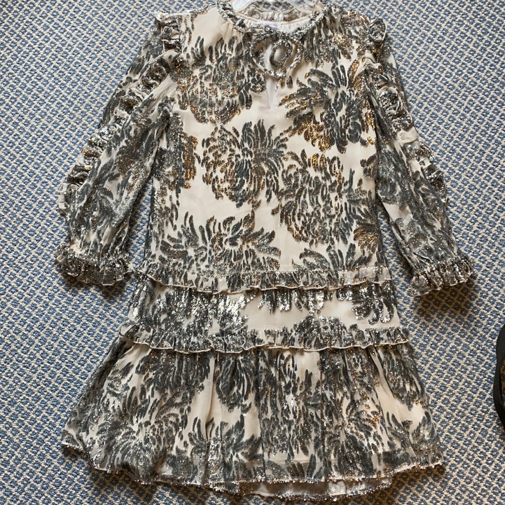 Vanessa Fox Ruffle Silk Dress